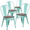 Flash Furniture Mint Green Metal Stackable Chair with Wood Seat, PK4 4-ET-3534-MINT-WD-GG - alternate 2